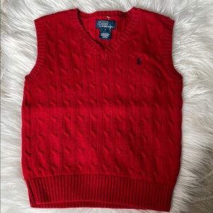 New Polo by Ralph Lauren Boys Red Sweater Vest 100% Cotton, size 7